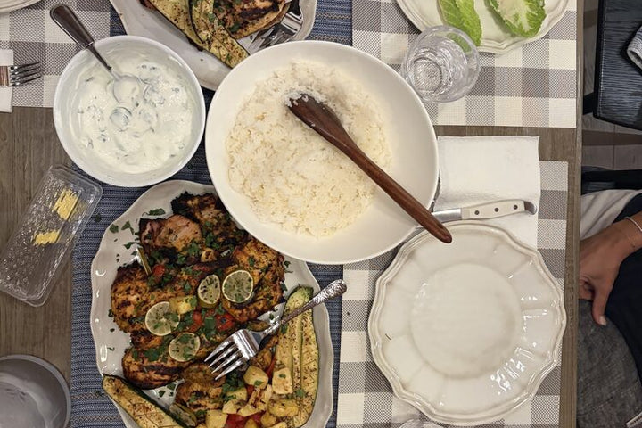 A table of food at a private dinner